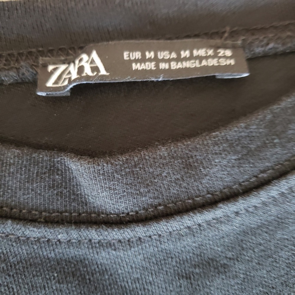 Zara T Shirt Mens Medium Black Short Sleeve Crew‎ Neck Cotton Basic Normcore - Picture 4 of 5